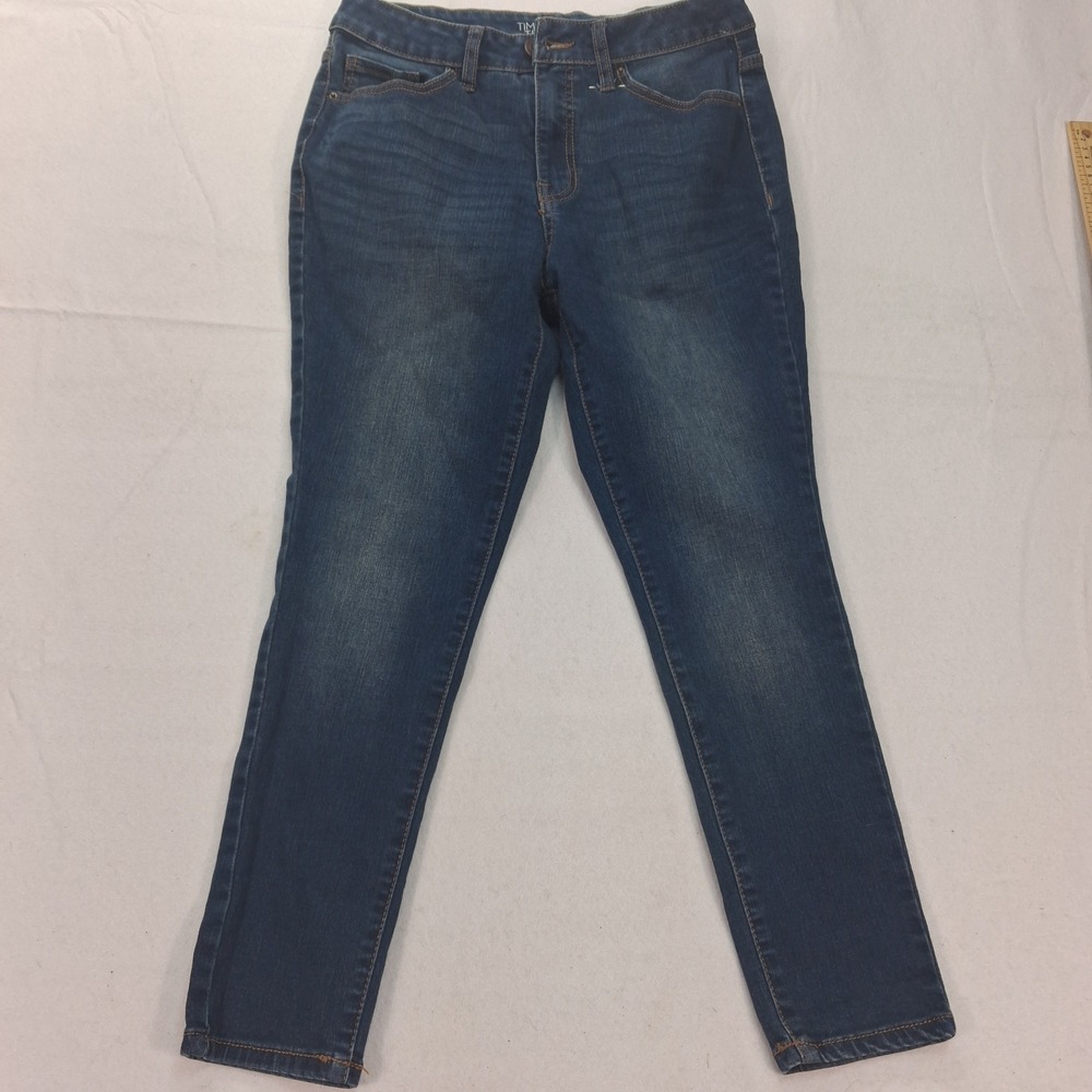 Time and Tru Jeans Womens 14 Petite High Rise Skinny Blue Stretch Denim EUC